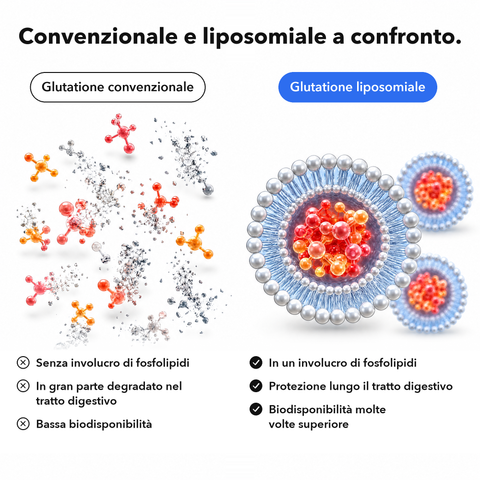 Glutatione Liposomiale: Convenzionale e liposomiale a confronto