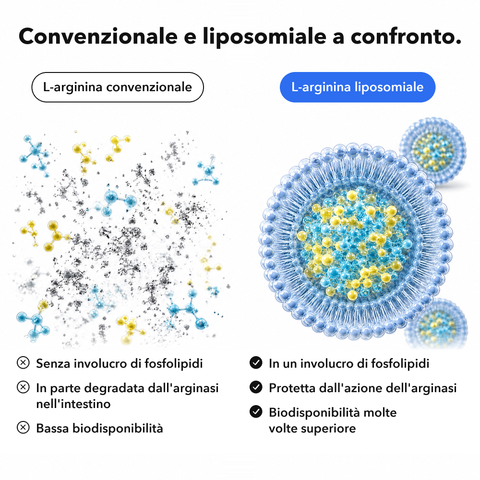 L-Arginina Liposomiale: Convenzionale e liposomiale a confronto
