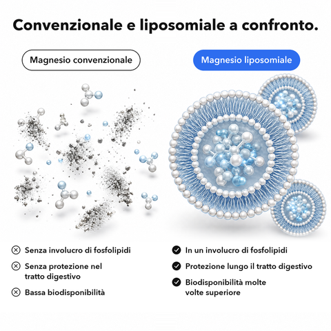 Magnesio Liposomiale (Capsule): Convenzionale e liposomiale a confronto