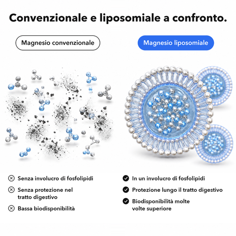 Magnesio Liposomiale: Convenzionale e liposomiale a confronto