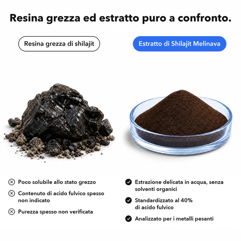 Shilajit Liposomiale: Resina grezza ed estratto puro a confronto
