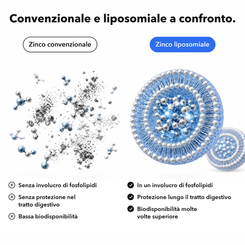 Zinco Liposomiale: Convenzionale e liposomiale a confronto