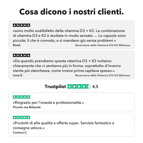 Vitamina D3+K2 Liposomiale (Capsule): Cosa dicono i nostri clienti