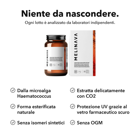 Estratto di Astaxantina Liposomiale: Niente da nascondere