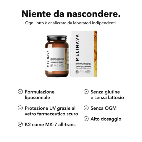 Vitamina D3+K2 Liposomiale (Capsule): Niente da nascondere