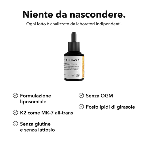 Vitamina D3+K2 Liposomiale: Niente da nascondere
